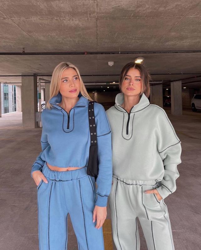 UrbanFlex™ Turtleneck Zipper Sweatshirt & Straight Leg Pants Set — Cozy, Chic & Effortless