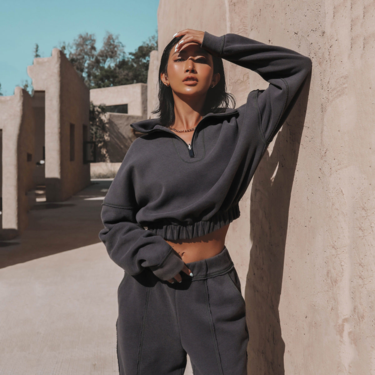 UrbanFlex™ Turtleneck Zipper Sweatshirt & Straight Leg Pants Set — Cozy, Chic & Effortless